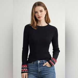 KAREN MILLEN RIBBED LONG SLEEVE TOP